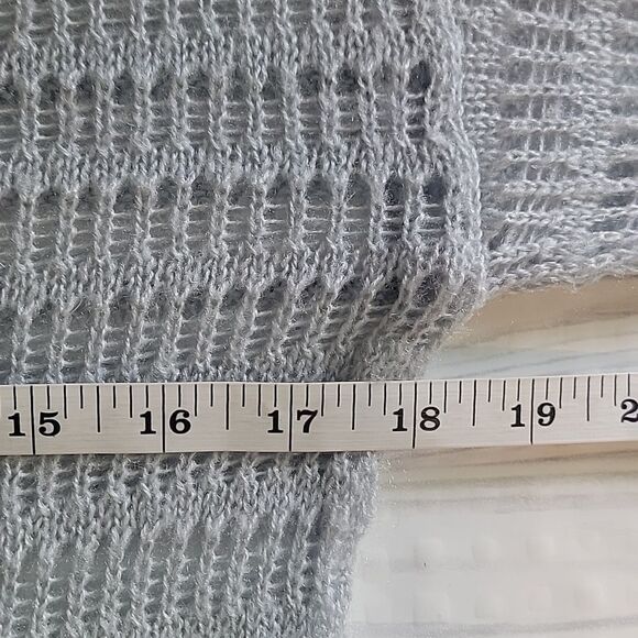 Frenchi Crocheted Knit Pullover Sweater Light Blue Grey Womens Size S - Picture 8 of 10